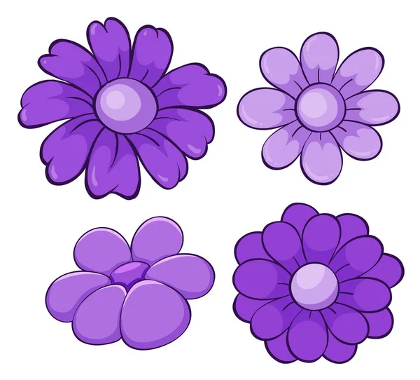 Ensemble isolé de fleurs en violet — Image vectorielle