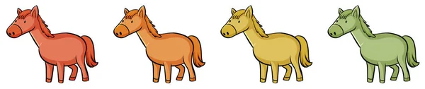 異なる色の4頭の馬 — ストックベクタ