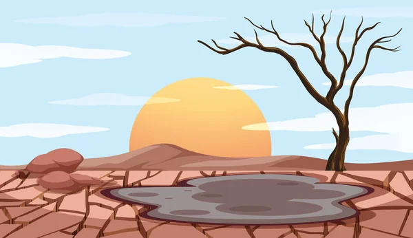 Scène de lutte contre la pollution avec terre sèche — Image vectorielle
