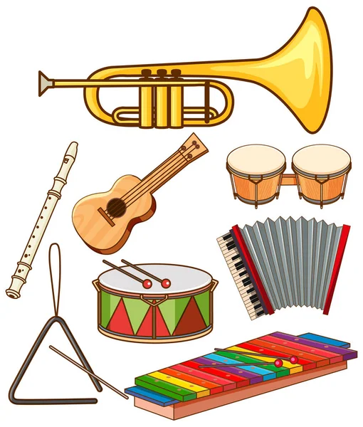 Isolated set of musical instruments — Stock Vector