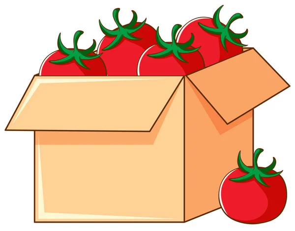 Box of tomatoes on white background — 图库矢量图片