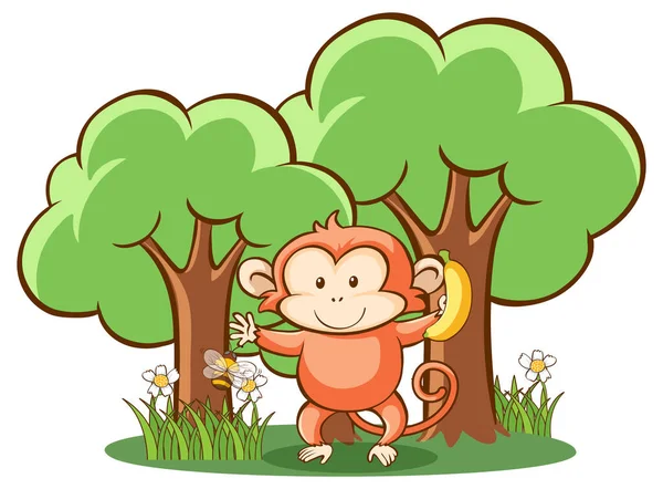 Cute monkey on white background — Stock Vector