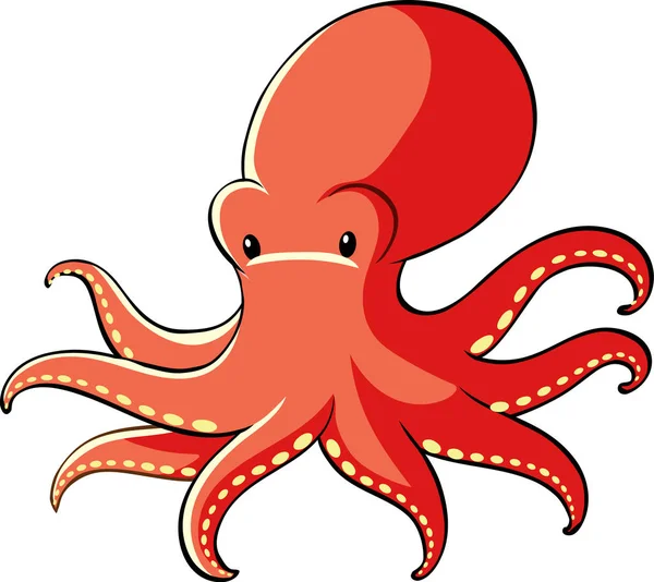 Red octopus on white background — Stock Vector