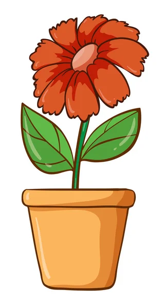 Single flower in clay pot — Stock Vector