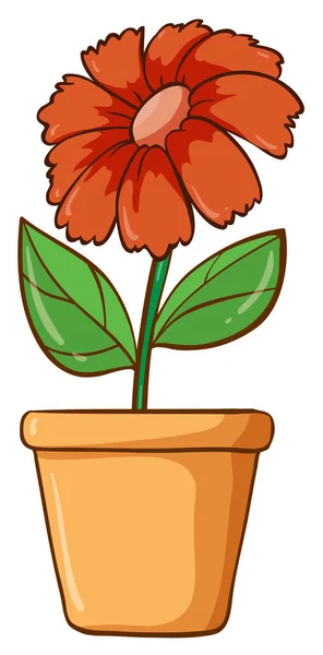 Single flower in clay pot — Stock Vector