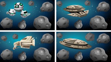 Farklı uzay gemileri seti