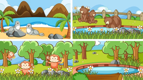 Background scenes of animals in the wild — 스톡 벡터