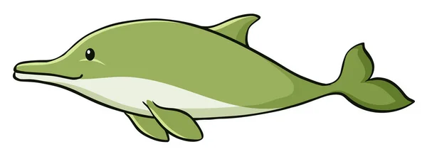 Green dolphin on white background — Stock Vector