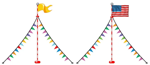 Twee vlaggenontwerpen met kleurrijke driehoeken — Stockvector