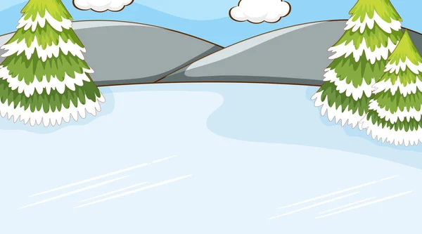 Scena di sfondo con neve a terra — Vettoriale Stock