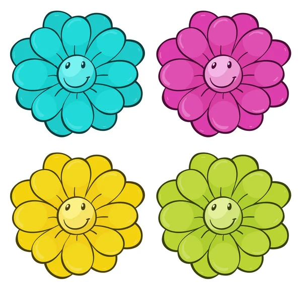 Conjunto aislado de flores — Archivo Imágenes Vectoriales