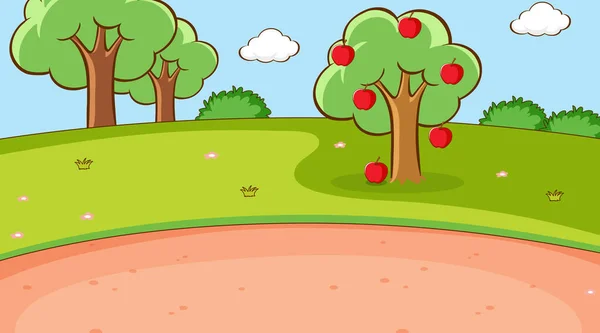 公园里有苹果树的背景场景 — 图库矢量图片