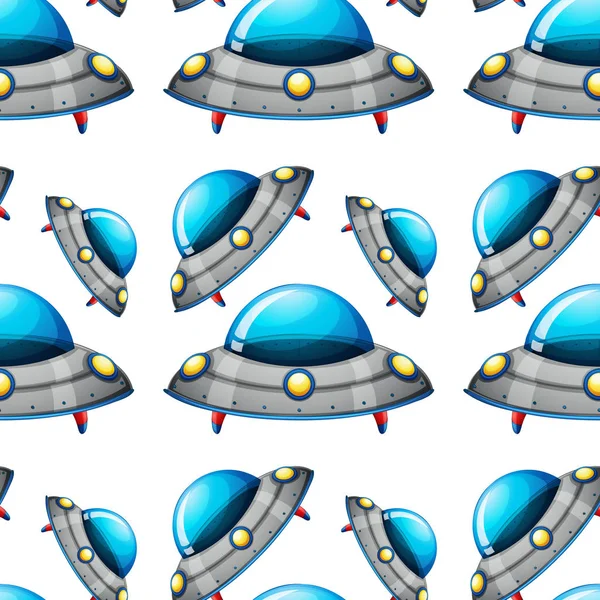 Desenhos animados de azulejo padrão sem costura com UFO — Vetor de Stock