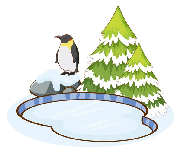 Pinguim em pé junto ao lago — Vetor de Stock
