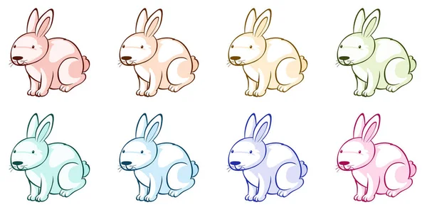 Många kaniner i olika färger — Stock vektor