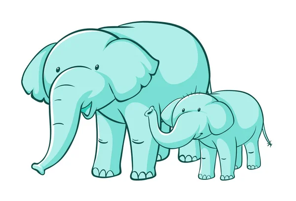 Éléphants bleus sur fond blanc — Image vectorielle