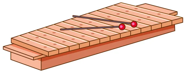 Dřevěný xylofon na bílém pozadí — Stockový vektor