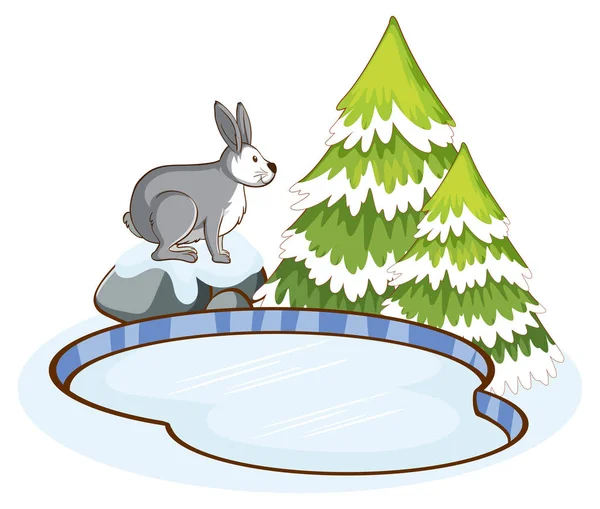 池塘边的灰兔 — 图库矢量图片