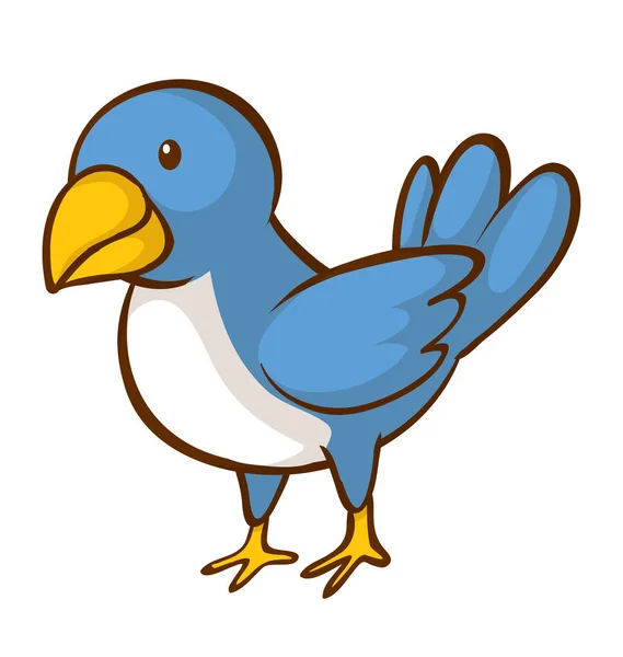 Blauer Vogel auf weißem Hintergrund — Stockvektor