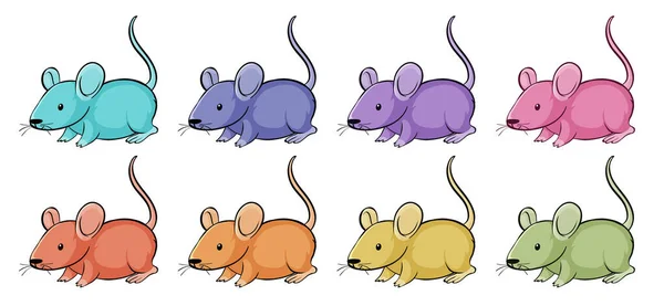 Conjunto isolado de rato em muitas cores —  Vetores de Stock