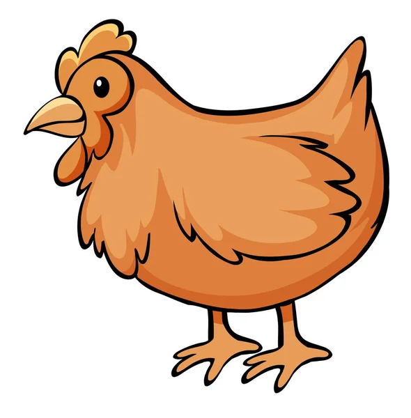 Pollo marrón sobre fondo blanco — Vector de stock