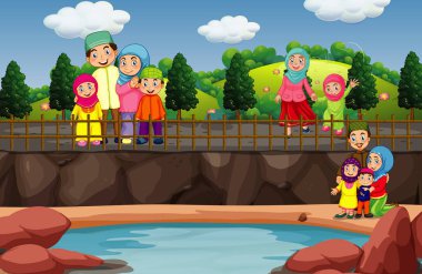 Müslüman aile parkı ziyaret ediyor