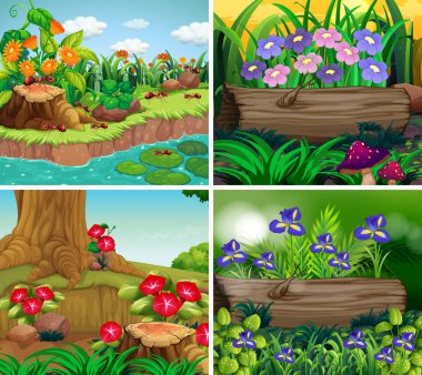 Doğa teması ile arka plan sahnesi seti