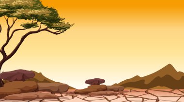 Kuru arazide ağaçlı arka plan sahnesi