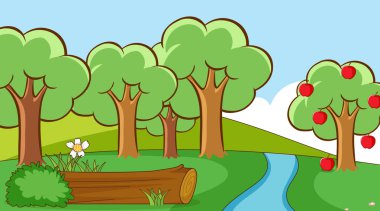 Parkta ağaçlar ile sahne