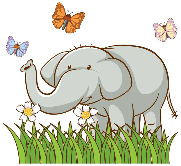 Imagen aislada de elefante en el jardín — Archivo Imágenes Vectoriales