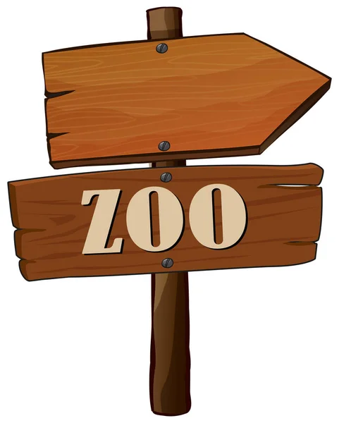 Signo de madera del zoológico sobre fondo blanco — Archivo Imágenes Vectoriales