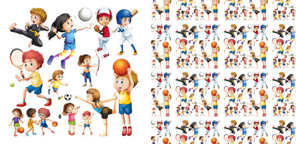 Seamless and isolated animal pattern cartoon