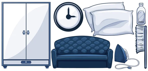 Muebles en color azul — Vector de stock