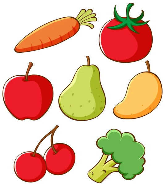 Set of fruits and vegetables on isolated background — 스톡 벡터