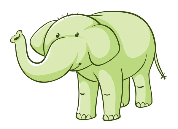 Green elephant on white background — 스톡 벡터