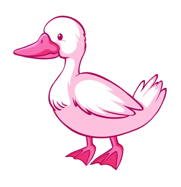 Růžová kachna na bílém pozadí — Stockový vektor