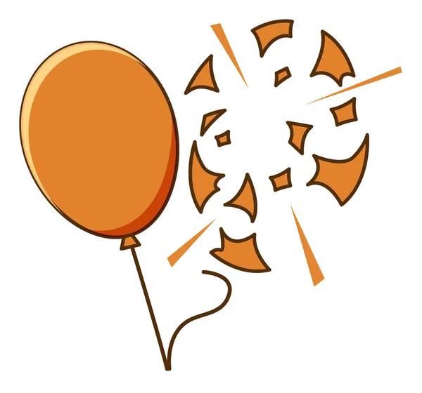 Orange balloon popped on white background — Stock Vector