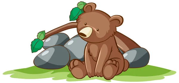 Isolated picture of little bear in the park — Stock Vector