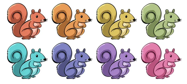 Σκίουροι σε διάφορα χρώματα — Διανυσματικό Αρχείο
