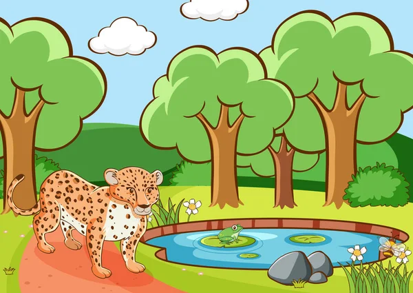 Сцена с гепардом в лесу — стоковый вектор