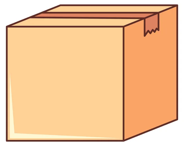 Single cardboard box on white background — 스톡 벡터