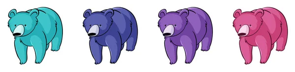 Grizzlybjörnar i fyra färger — Stock vektor
