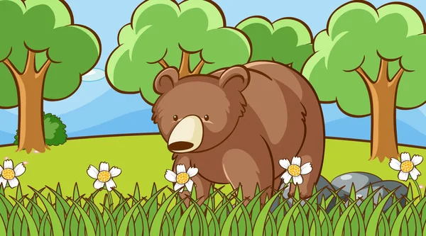 Scena z niedźwiedziem w ogrodzie — Wektor stockowy