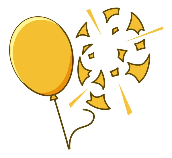 Yellow balloon popped on white background — 스톡 벡터