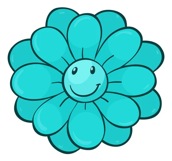 Μονόχρωμο λουλούδι σε μπλε χρώμα — Διανυσματικό Αρχείο