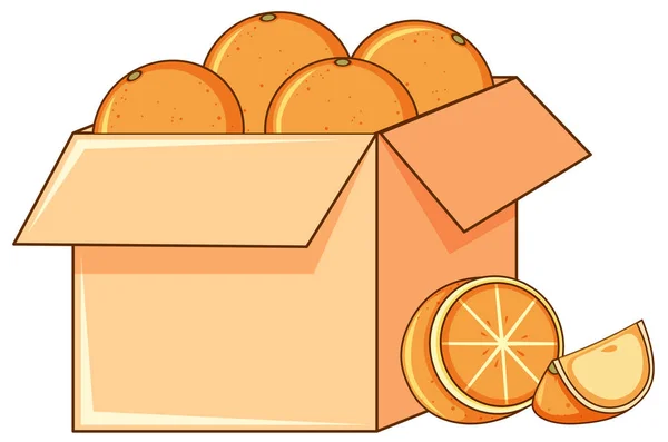 Box of oranges on white background — 스톡 벡터