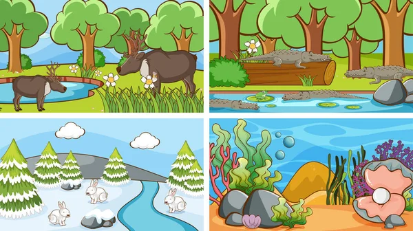 Background scenes of animals in the wild — 스톡 벡터
