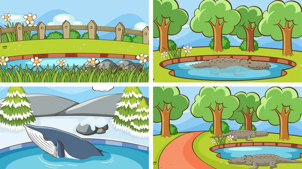 Escenas de fondo de animales en la naturaleza — Vector de stock