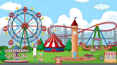 Lunaparkta hız treni ve sürüş sahnesi