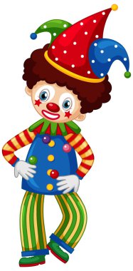 Sirk palyaçosu beyaz arka planda top çeviriyor